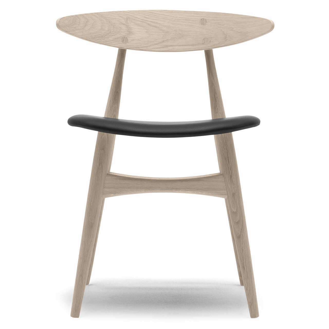 Carl Hansen & Søn Polsterstuhl 'CH33P' Schwarz 98 - Leder 'SIF', Eiche geseift