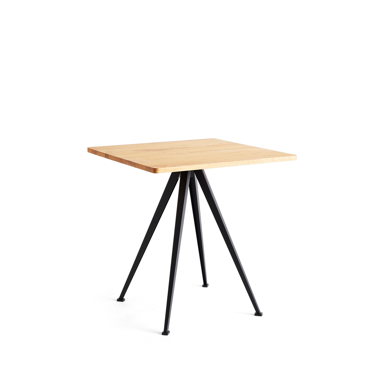 HAY Pyramid Café Table 21 B: 70 cm / T: 70 cm / H: 74 cm , Eiche geölt, Stahl pulverbeschichtet schwarz