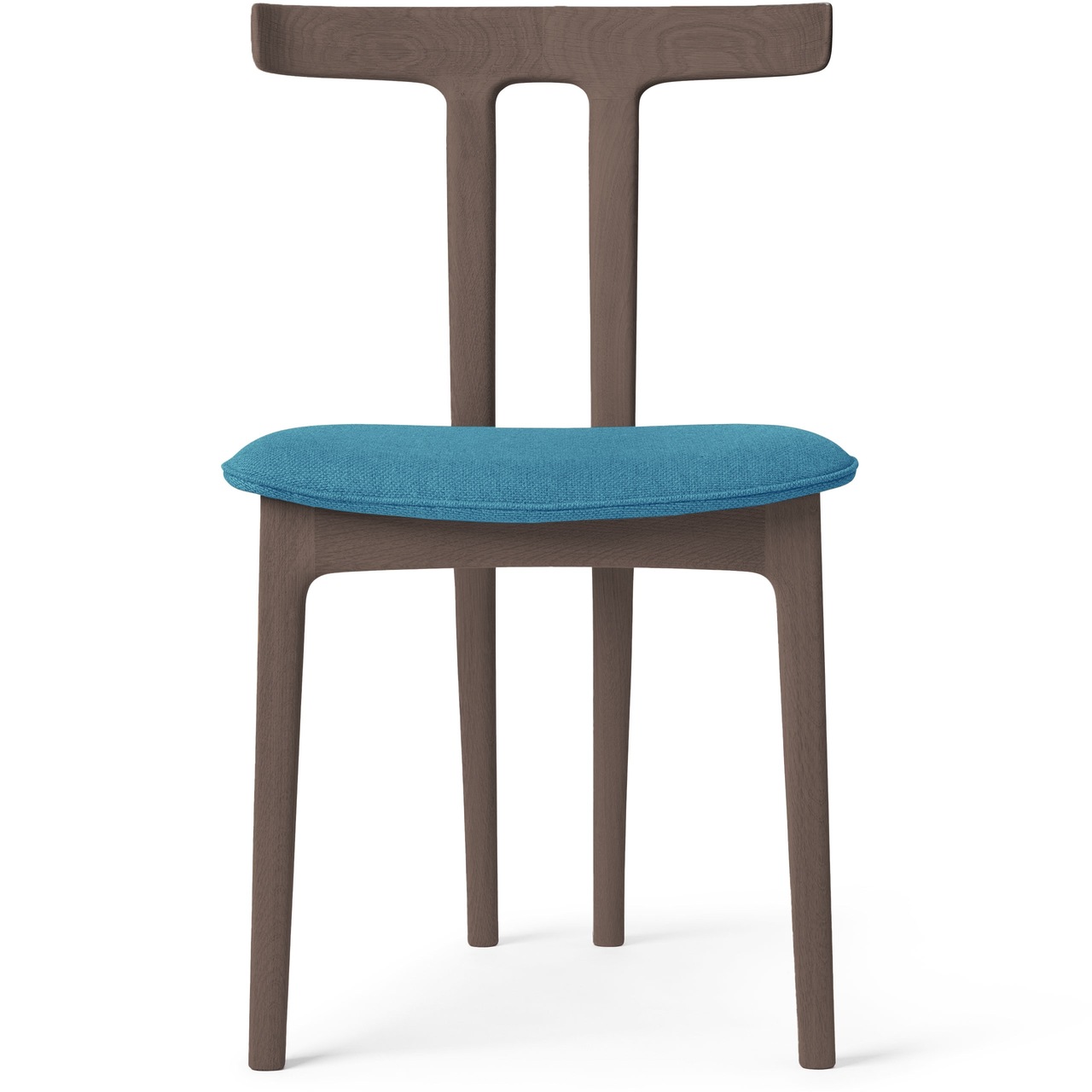 Carl Hansen & Søn Stuhl 'T-Chair' Türkis-Weiss 0840 - Hallingdal 65, Walnuss klarlack