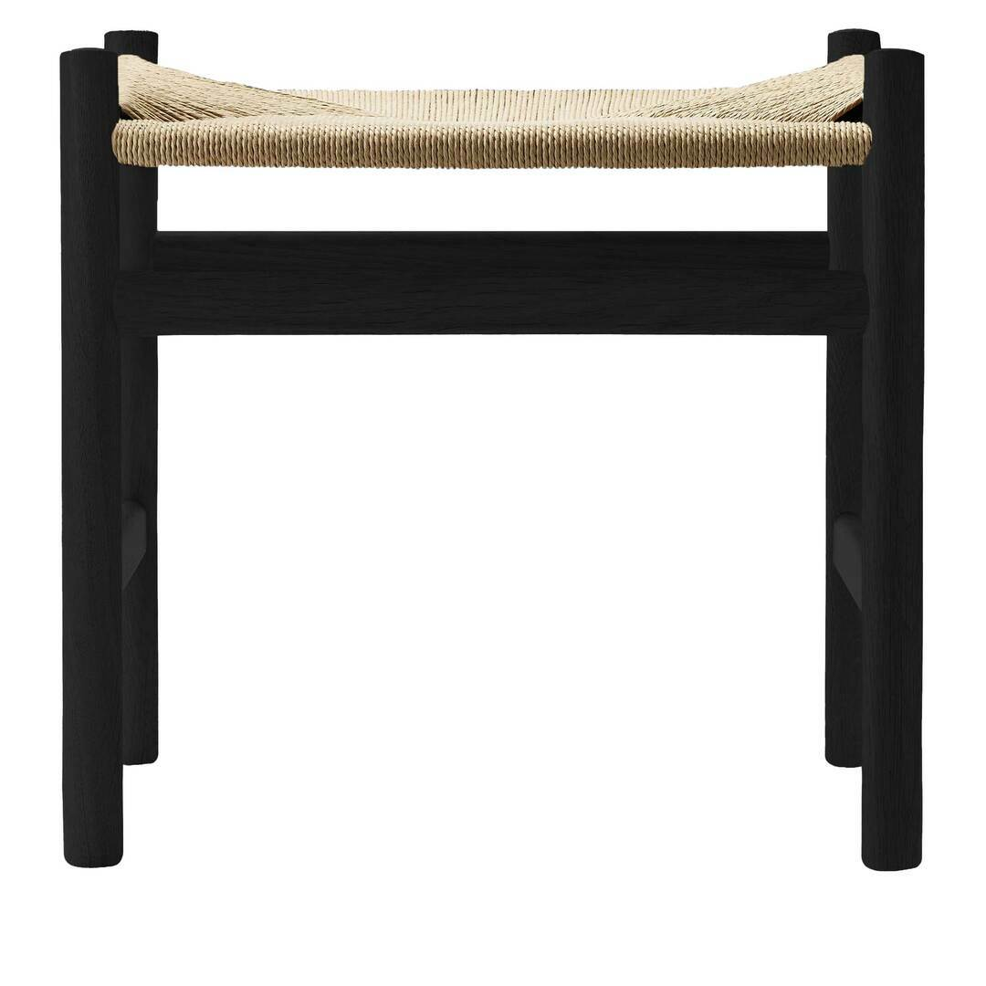 Carl Hansen & Søn Hocker 'CH53' Eiche Black lackiert, Papierkordel Natur, H: 39 cm