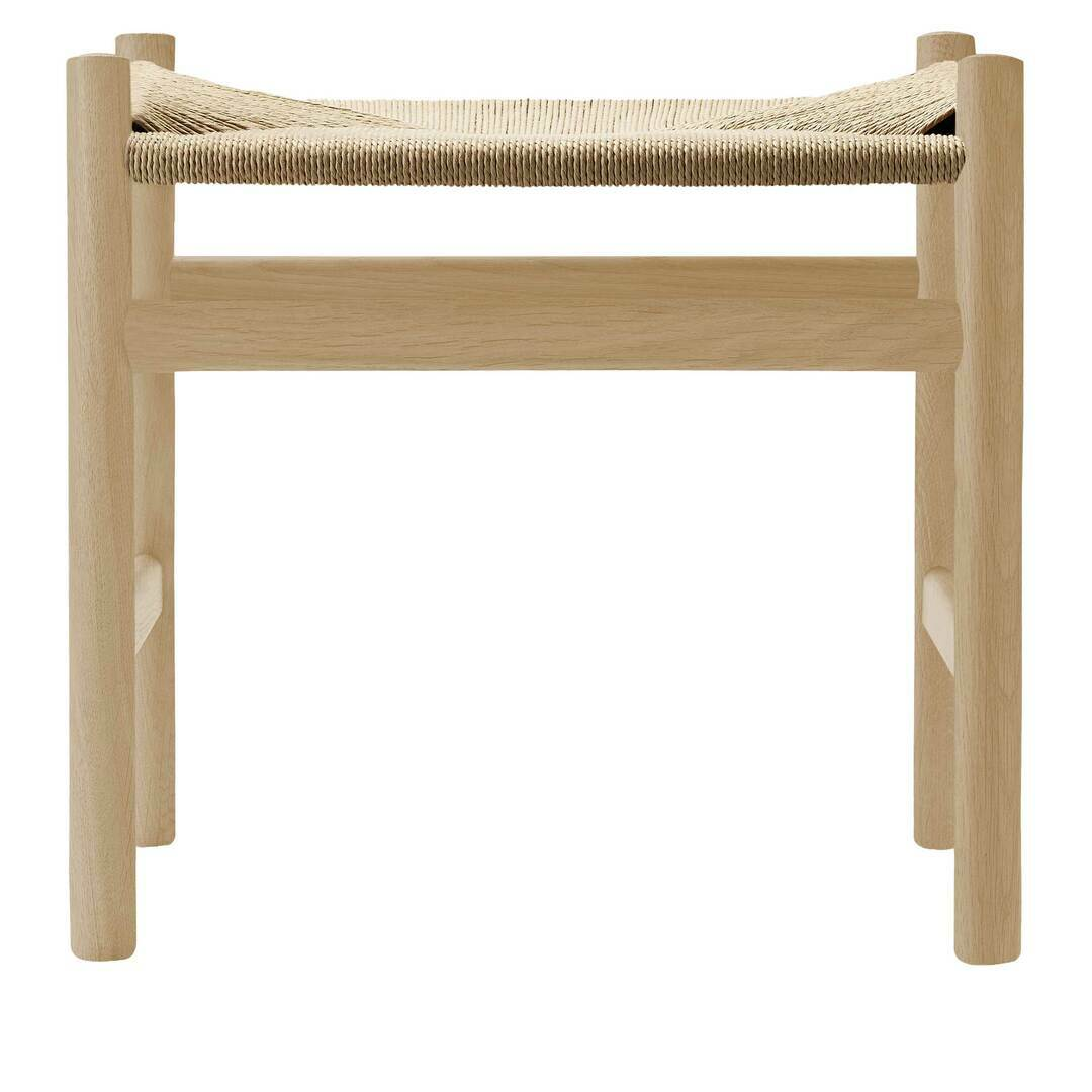 Carl Hansen & Søn Hocker 'CH53' Eiche klarlack, Papierkordel Natur, H: 39 cm