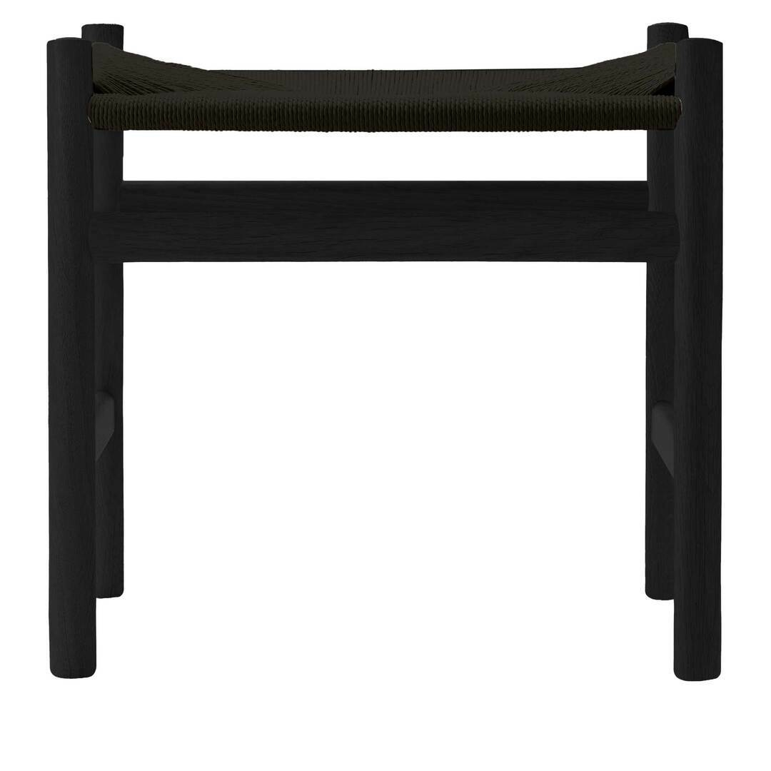 Carl Hansen & Søn Hocker 'CH53' Eiche Black lackiert, Papierkordel Schwarz, H: 39 cm