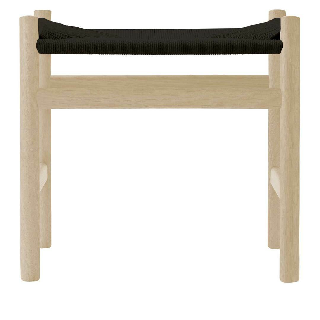 Carl Hansen & Søn Hocker 'CH53' Buche geseift, Papierkordel Schwarz, H: 39 cm