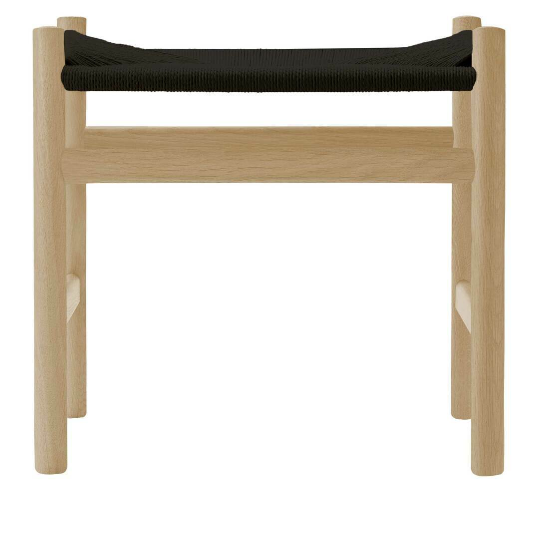 Carl Hansen & Søn Hocker 'CH53' Buche geölt, Papierkordel Schwarz, H: 39 cm