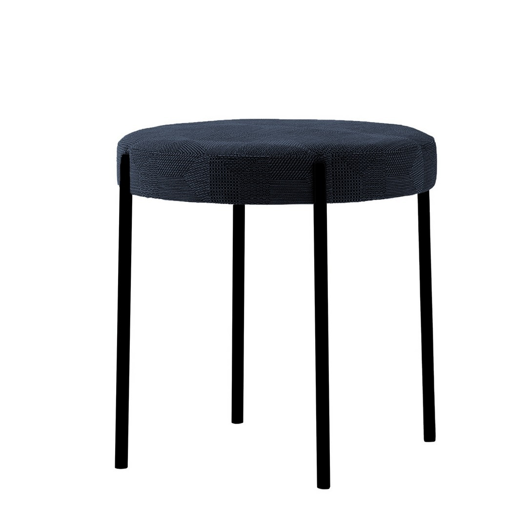 Verpan Polsterhocker '430' Schwarz, Hellblau 823 - Remix 3 