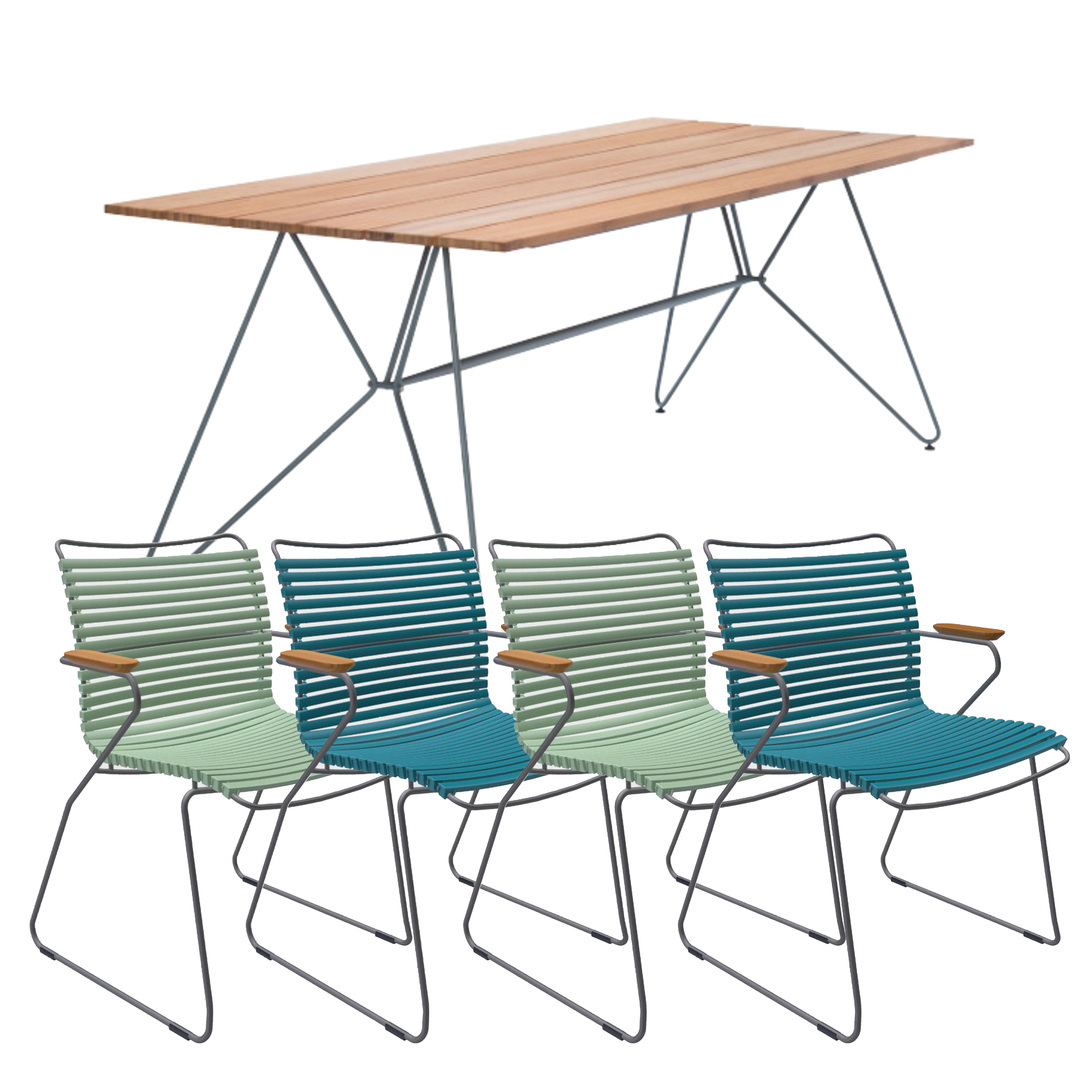 Garten-Set mit rechteckigem Tisch und Stühlen 'Click' 