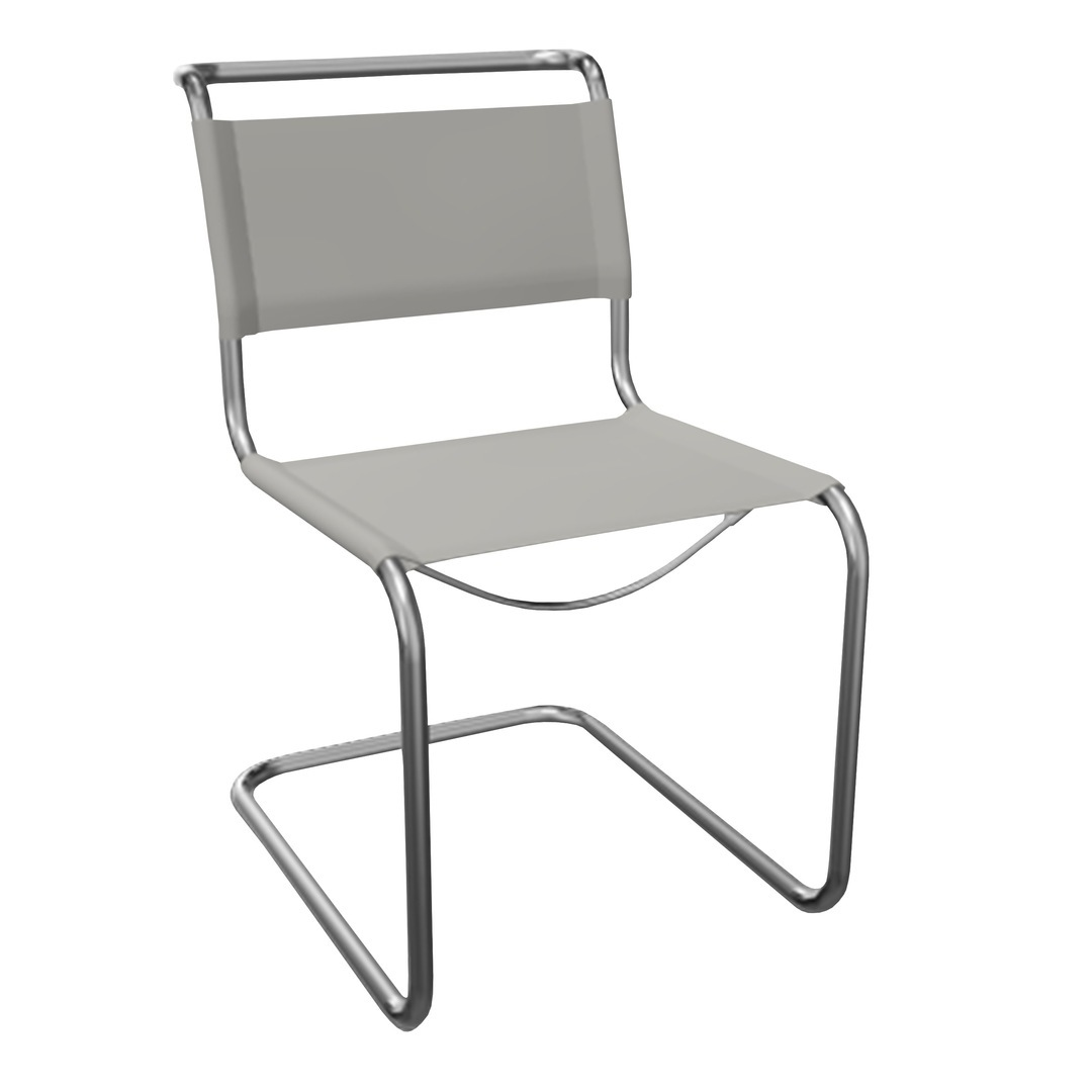 Thonet Freischwinger S 33'  Chrom, ohne Gleiter, Granit - Kernleder