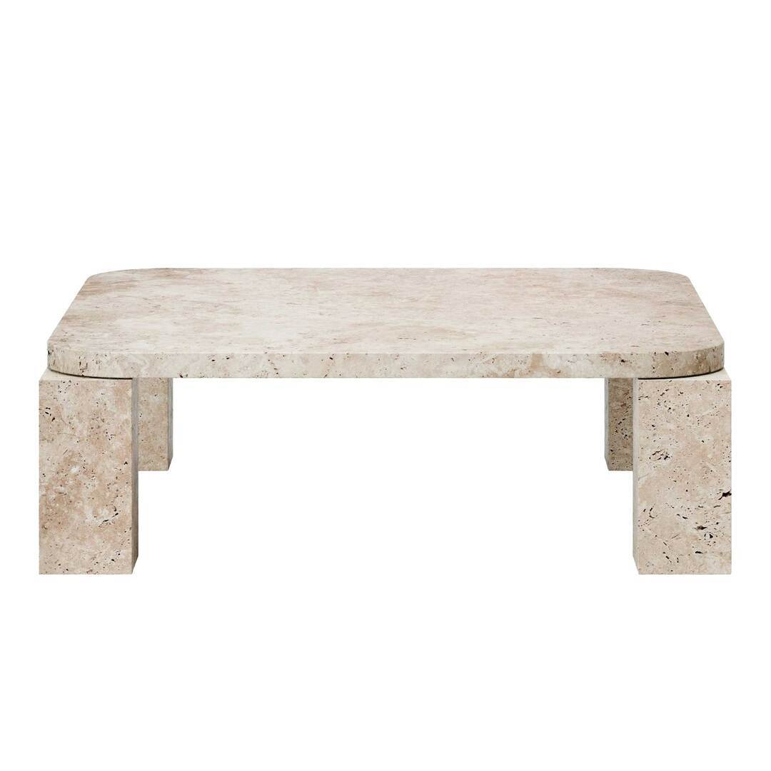 New Works Atlas Coffee Table Travertin ungefüllt, B: 82 cm / T: 82 cm / H: 26 cm 