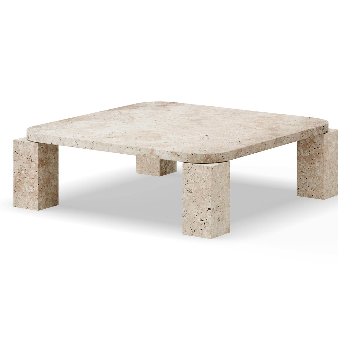 New Works Atlas Coffee Table Travertin ungefüllt, B: 82 cm / T: 82 cm / H: 26 cm 