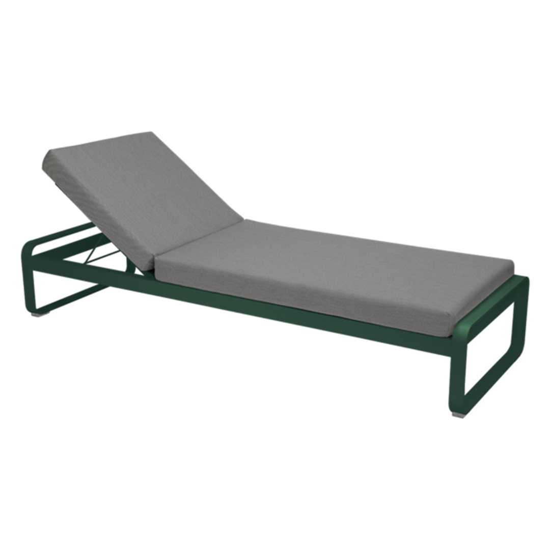 Fermob Bellevie Premium Sunlounger Zederngrün 02, Flanellgrau 79