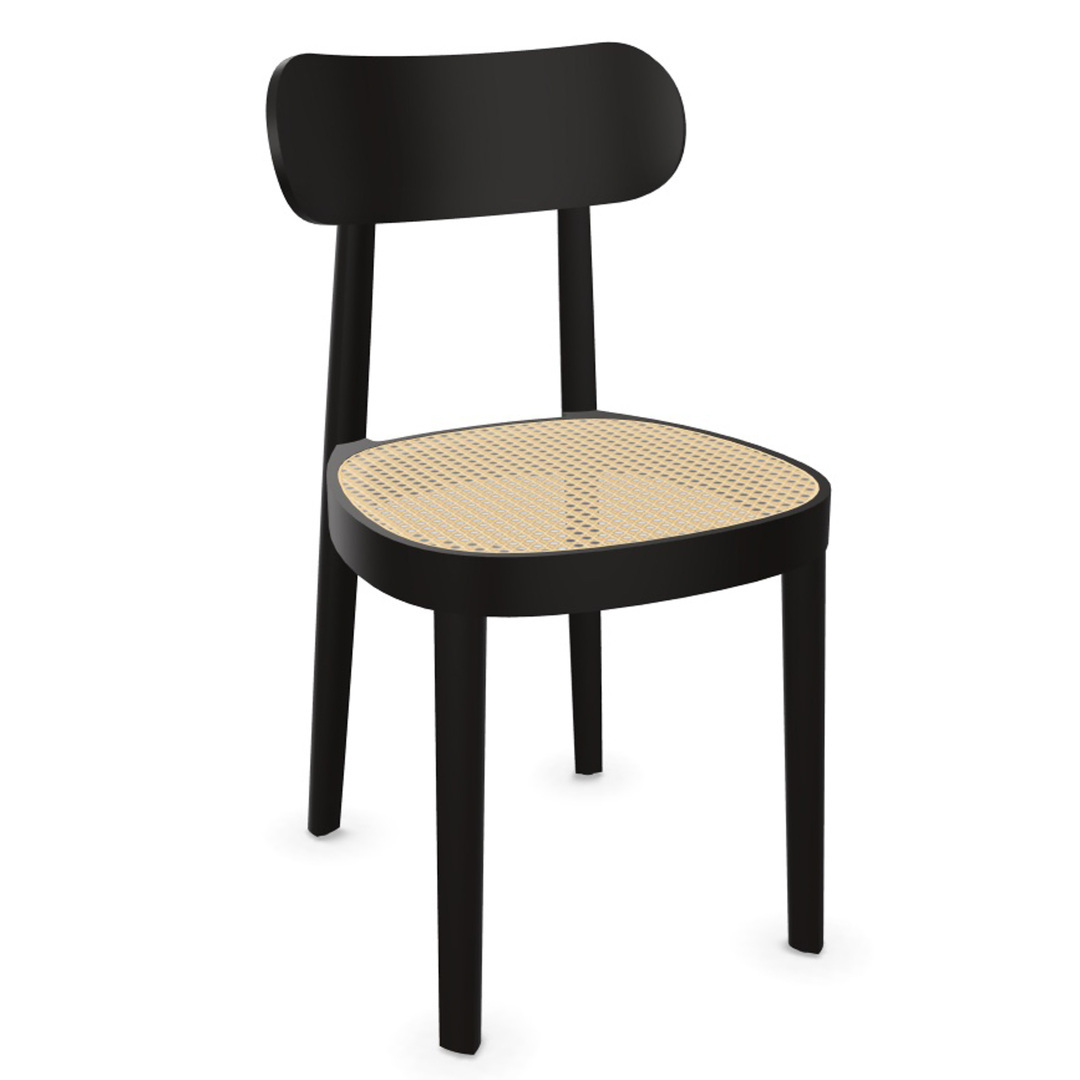 Thonet Stuhl 118  Buche schwarz gebeizt - TP 29, Kunststoff braun