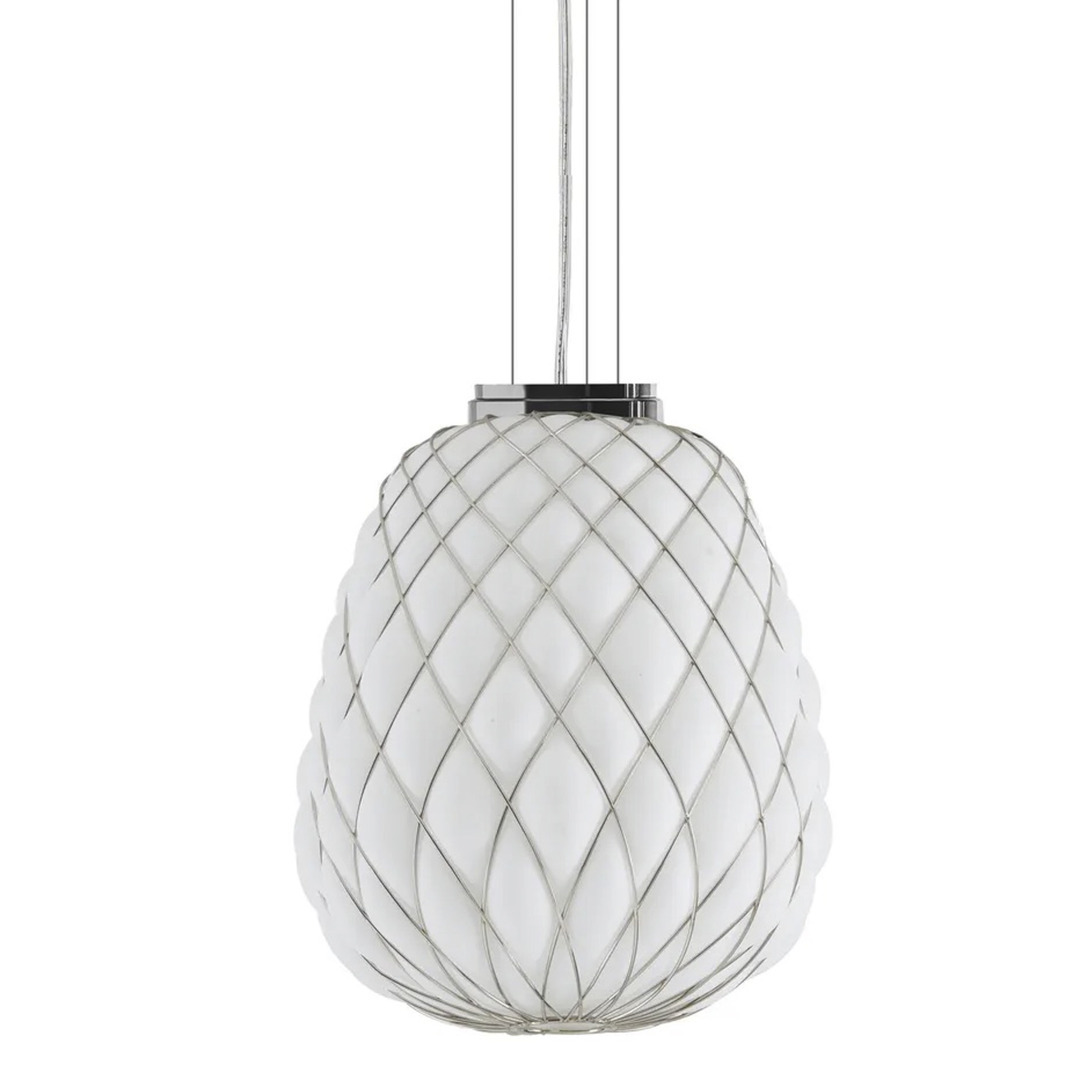 FontanaArte Pinecone Weiss-Chrom, Ø: 50 cm / H: 32 cm