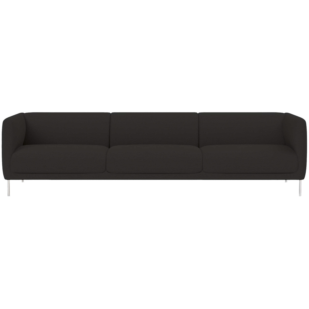 Fredericia Konami Sofa Anthrazit 180 - Hallingdal 65, Edelstahl gebürstet, B: 277 cm