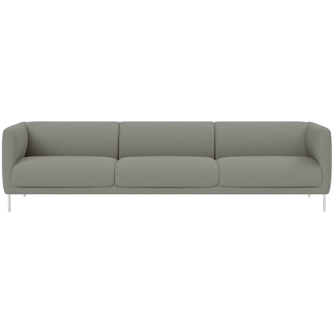 Fredericia Konami Sofa Hellgrau 130 - Hallingdal 65, Edelstahl gebürstet, B: 277 cm