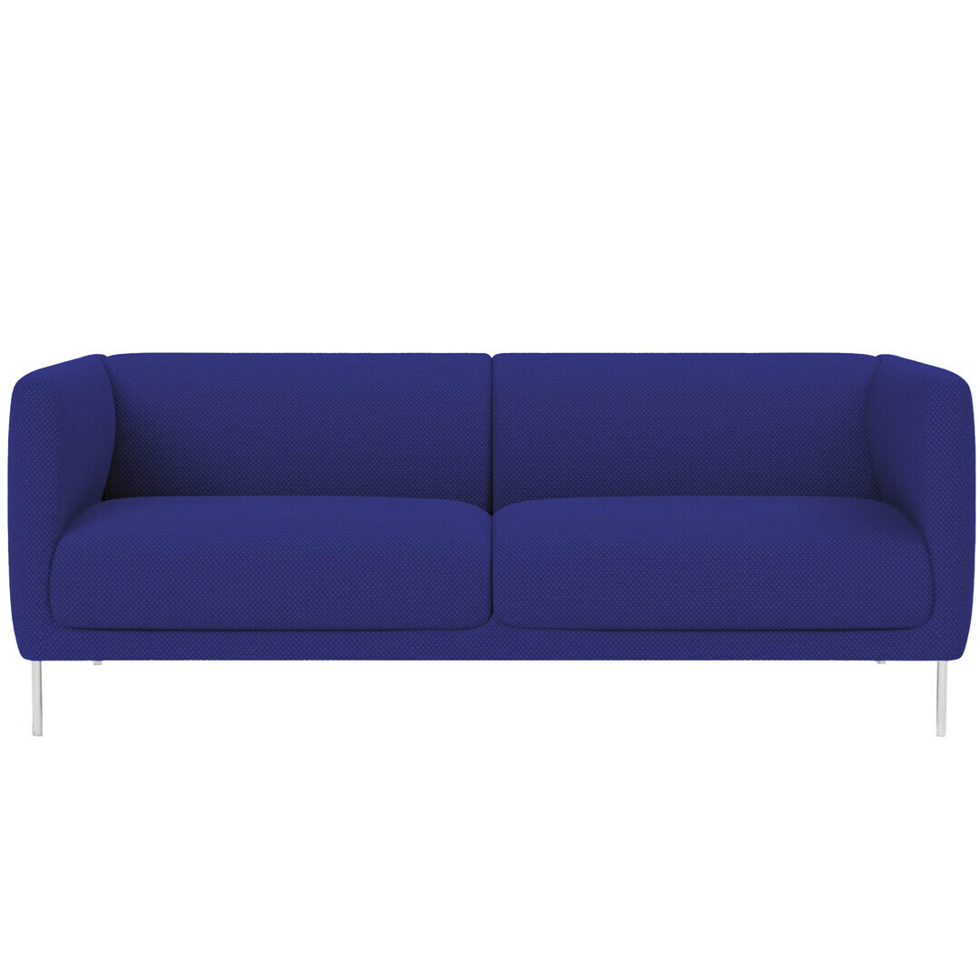 Fredericia Konami Sofa Dunkelblau 753 - Hallingdal 65, Edelstahl gebürstet, B: 188 cm