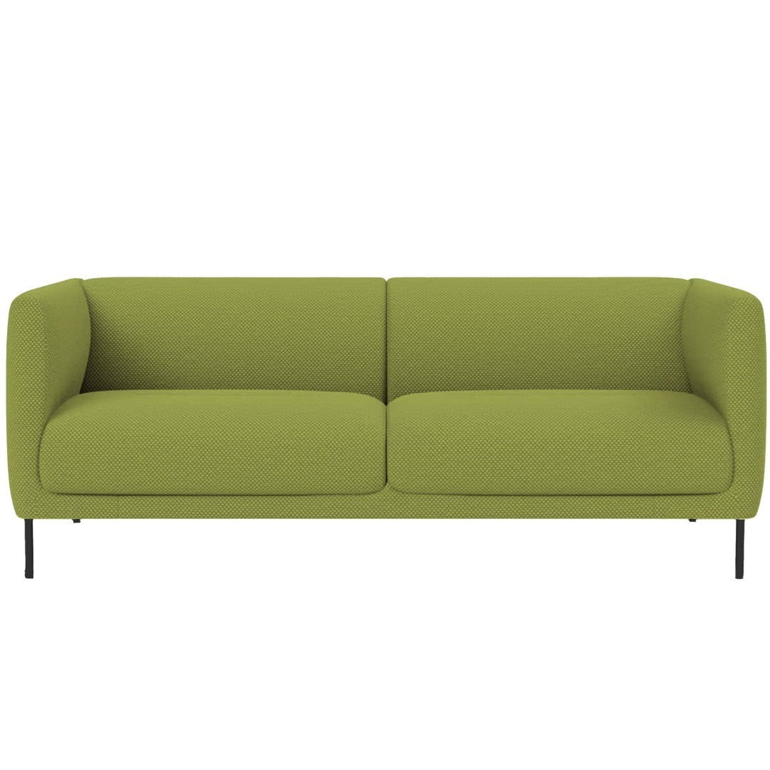 Fredericia Konami Sofa Grün 980 - Hallingdal 65, Edelstahl schwarz, B: 235 cm