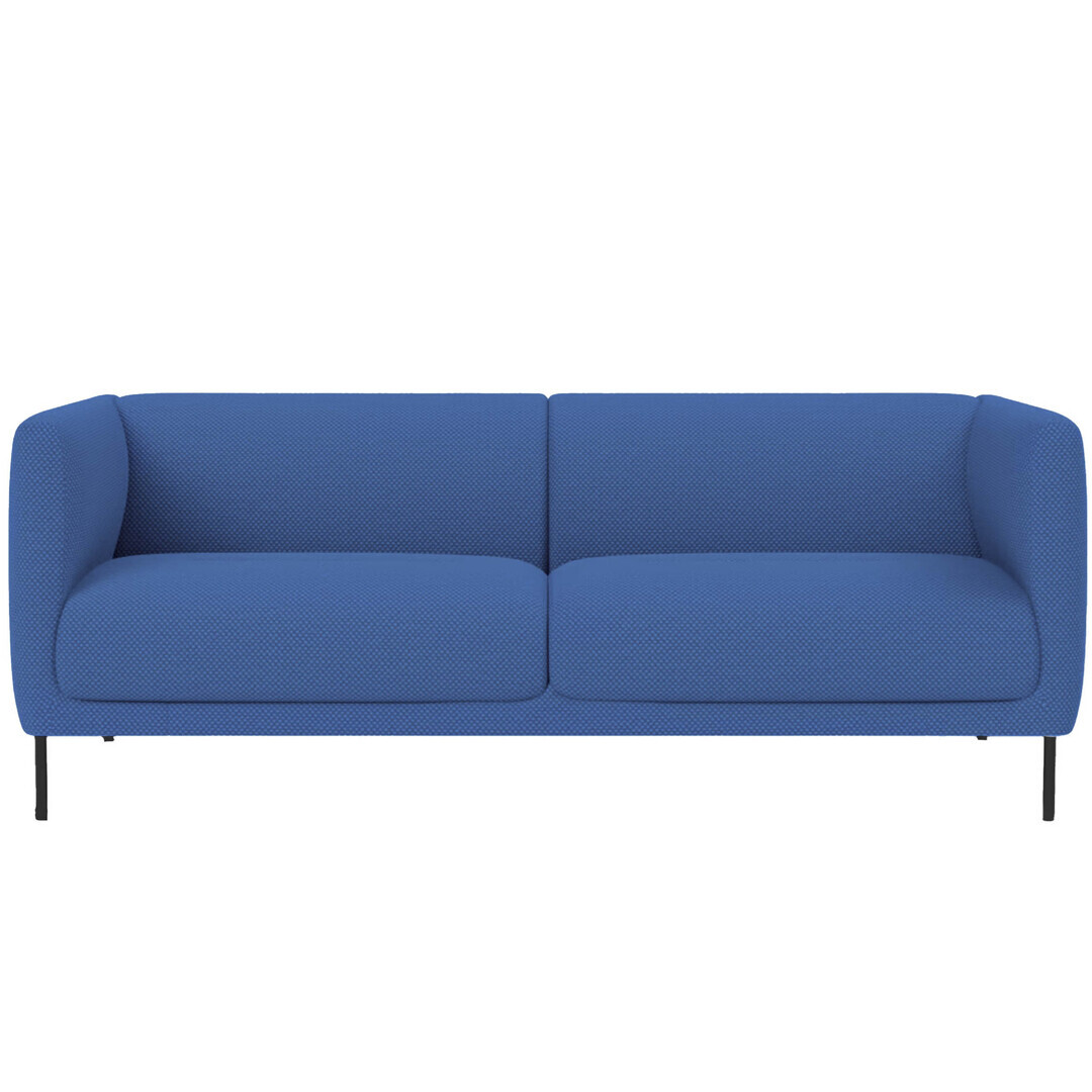 Fredericia Konami Sofa Hellblau 733 - Hallingdal 65, Edelstahl schwarz, B: 235 cm