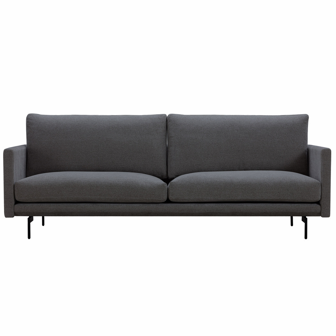 Wendelbo Trace Sofa Grau 04 - Navona, L: 222 cm, Stahl schwarz pulverbeschichtet