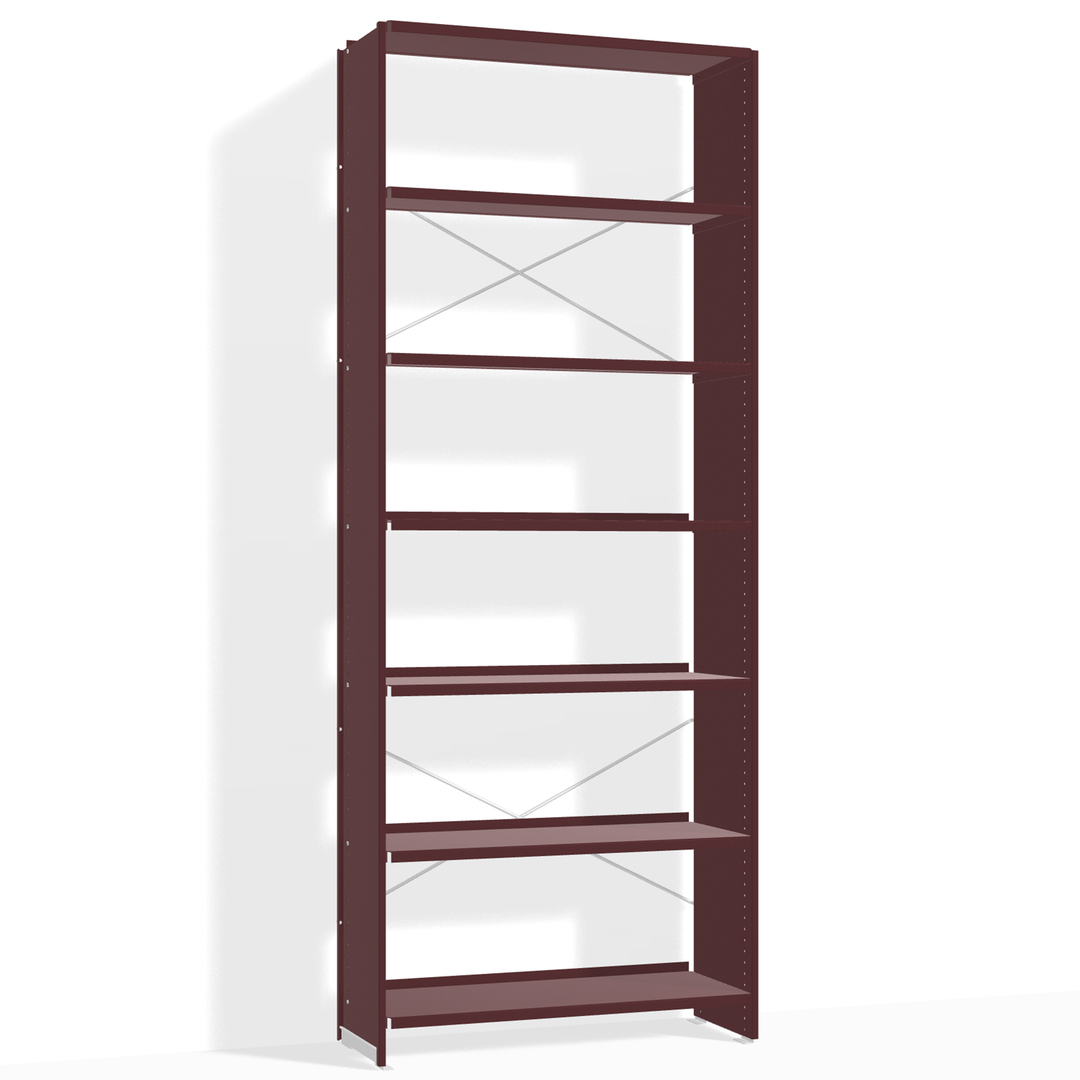 Lehni Aluminium-Regal Höhe: 220 cm Schwarzrot, B: 88 cm, T: 33 cm 