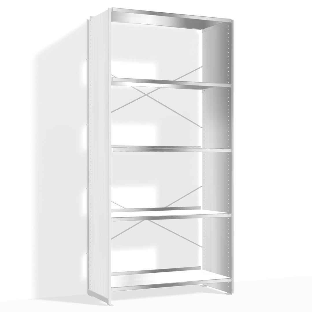 Lehni Aluminium-Regal Höhe: 180 cm Aluminium blank, B: 88 cm, T: 41 cm