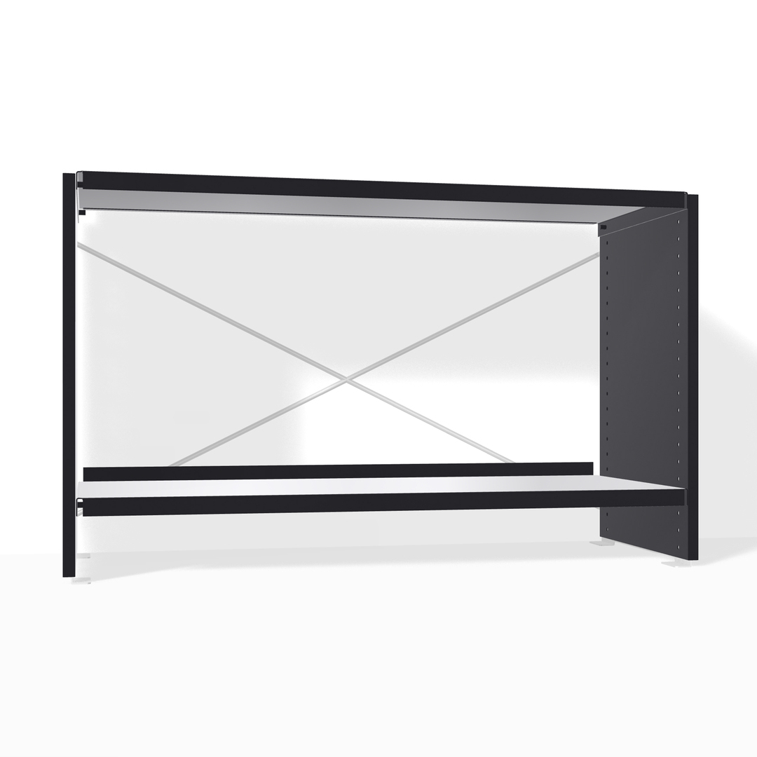 Lehni Aluminium-Regal Höhe: 52.5 cm Schwarz, B: 88 cm, T: 41 cm