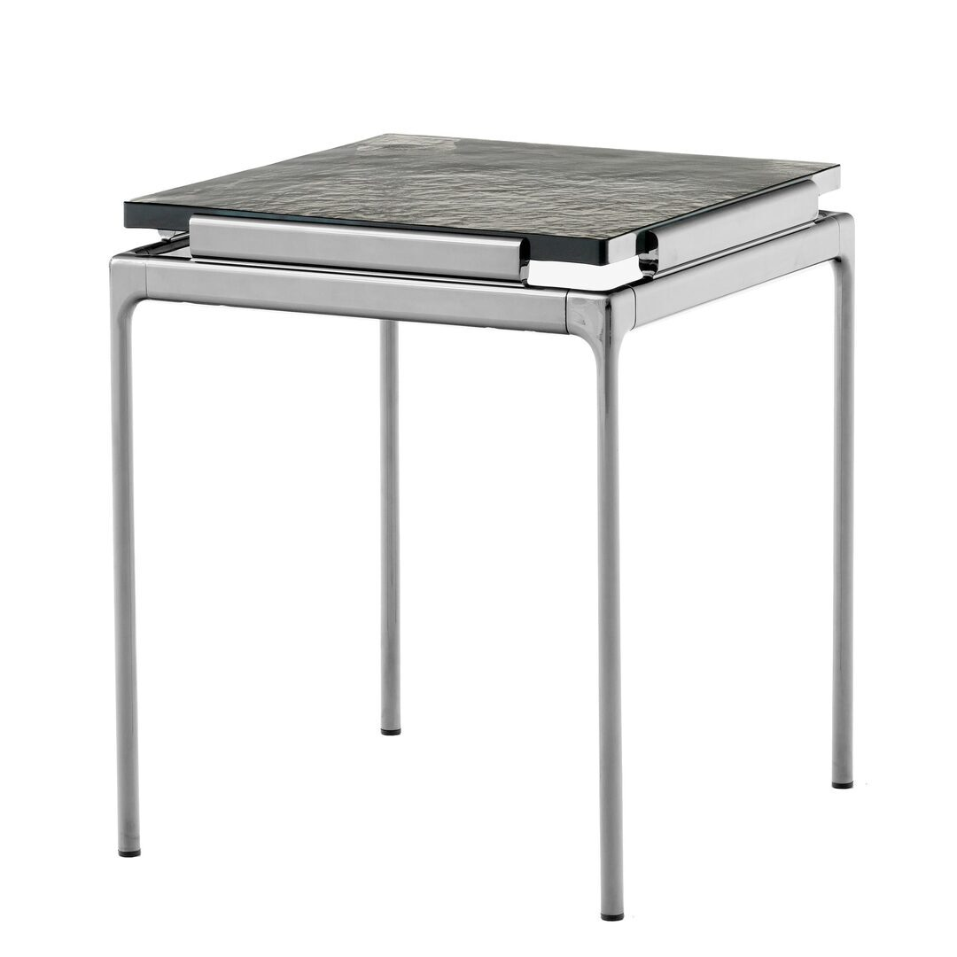 &Tradition Sett Side Table LN11 Dark Chrome, B: 40 cm / T: 40 cm / H: 46 cm, Rauchglas