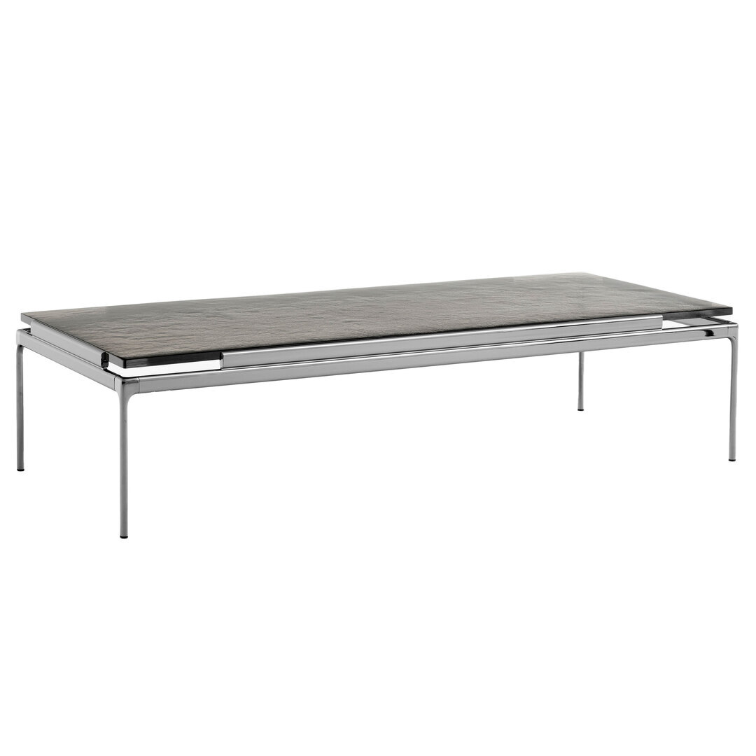 &Tradition Sett Coffee Table LN12 & LN13 Dark Chrome, B: 140 cm / T: 60 cm, Rauchglas