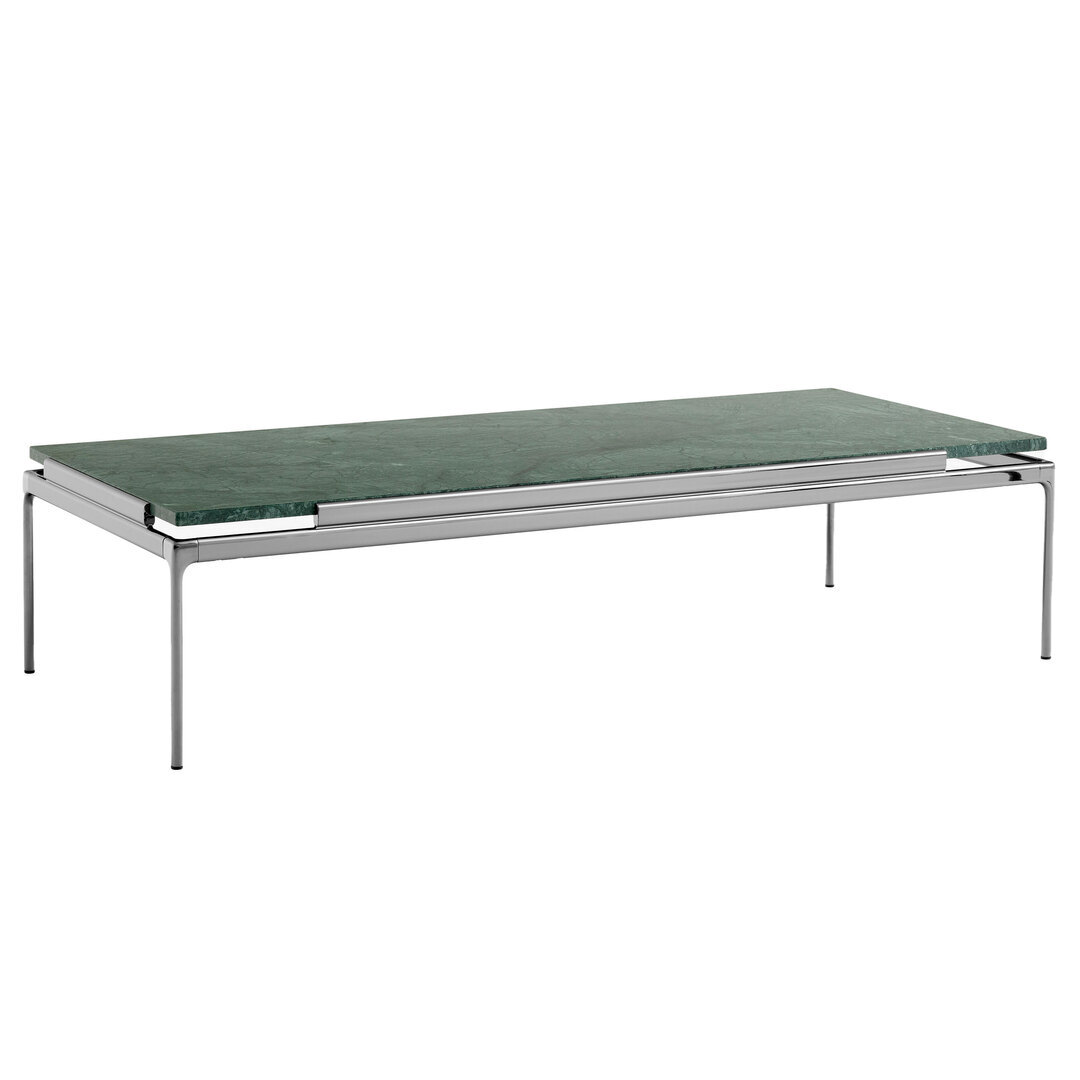 &Tradition Sett Coffee Table LN12 & LN13 Dark Chrome, B: 140 cm / T: 60 cm, Verde Guatemala Marmor