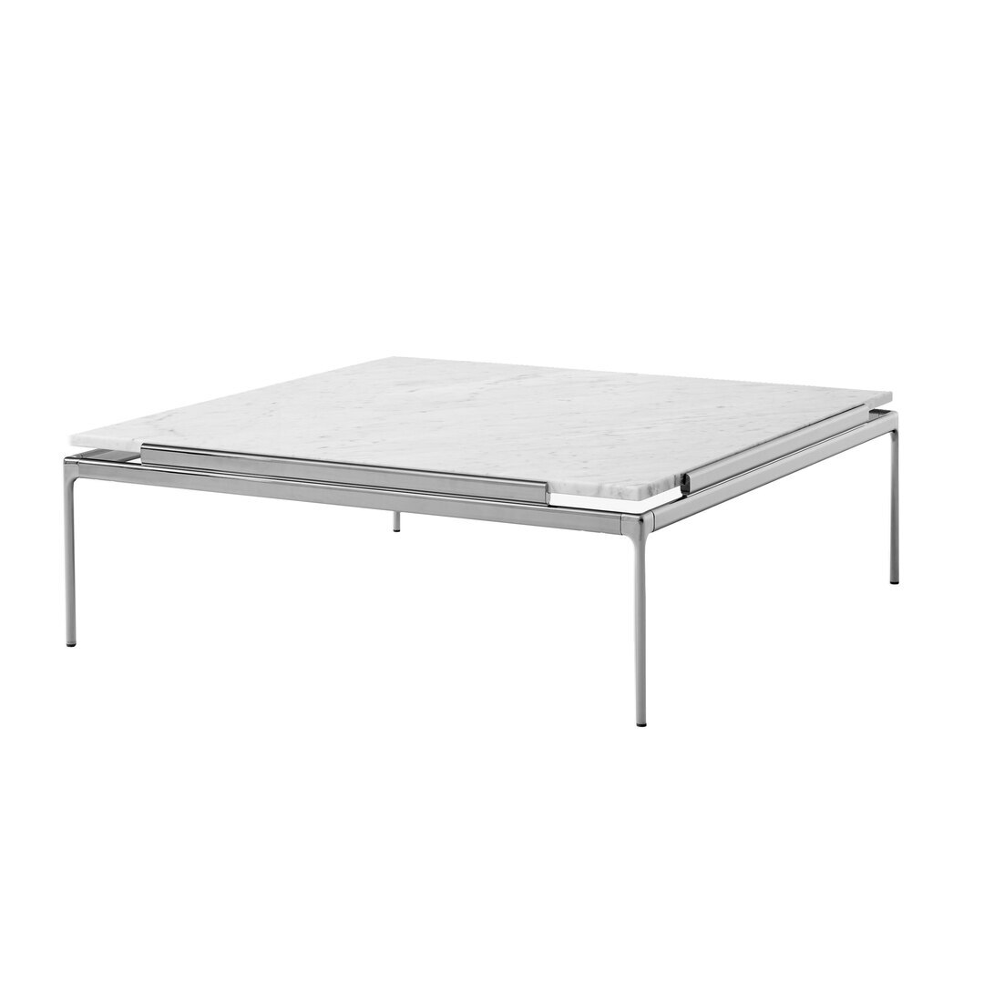 &Tradition Sett Coffee Table LN12 & LN13 Dark Chrome, B: 100 cm / T: 100 cm , Bianco Carrara Marmor