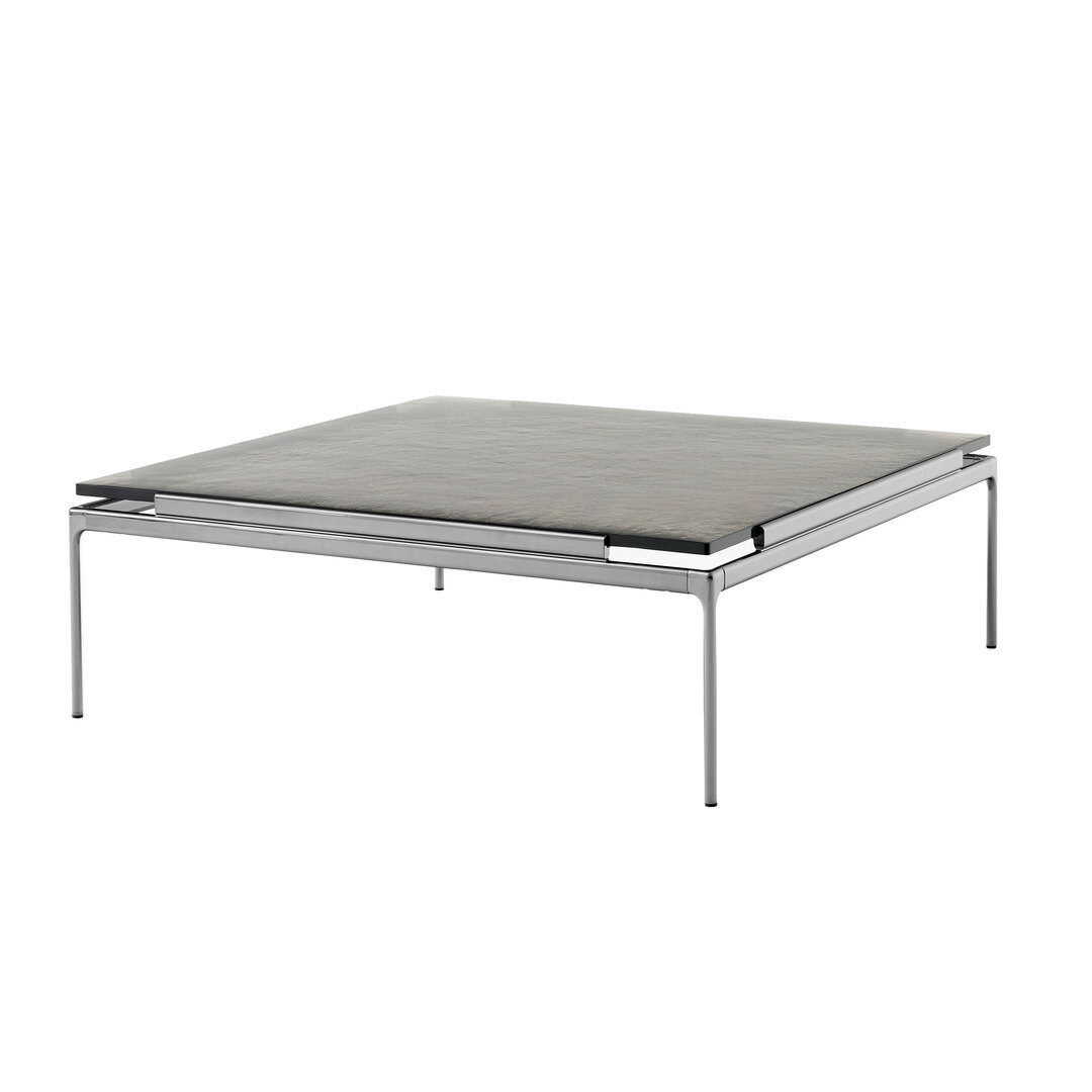 &Tradition Sett Coffee Table LN12 & LN13 Dark Chrome, B: 100 cm / T: 100 cm , Rauchglas