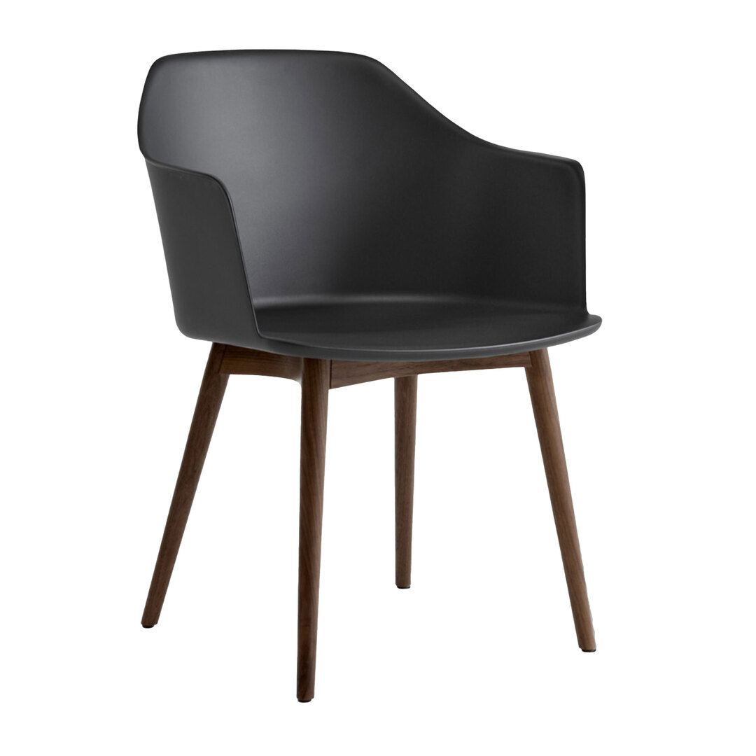 &Tradition Rely Dining Chair HW76 ungepolstert Schwarz, Walnuss lackiert