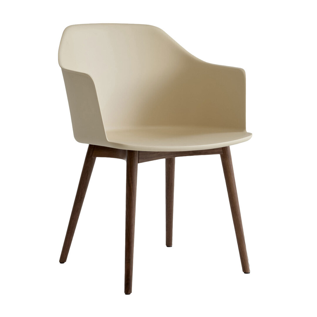 &Tradition Rely Dining Chair HW76 ungepolstert Sandbeige, Walnuss lackiert