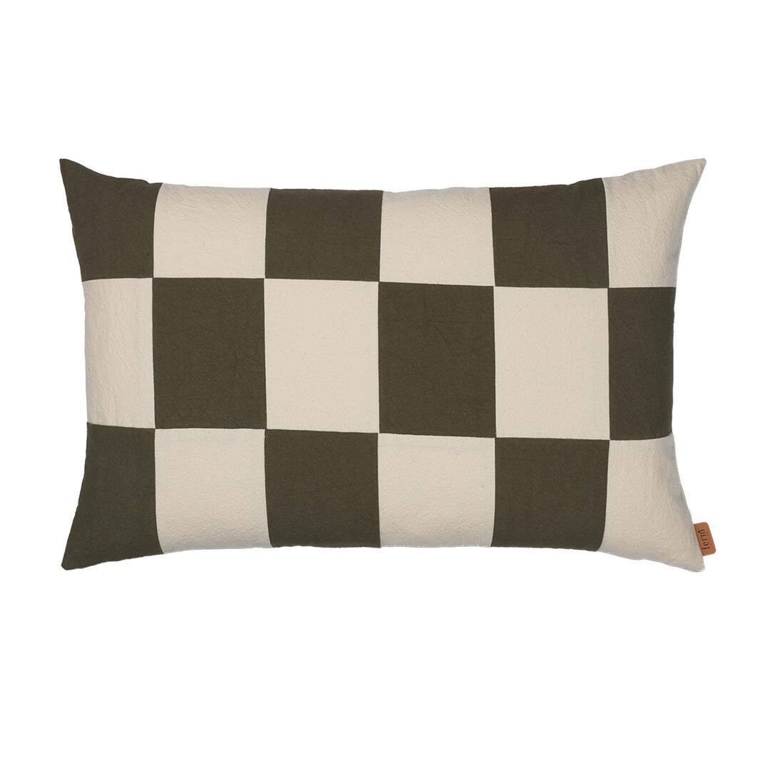 Ferm Living Fold Patchwork Cushion B: 60 cm / H: 40 cm, Dark Olive
