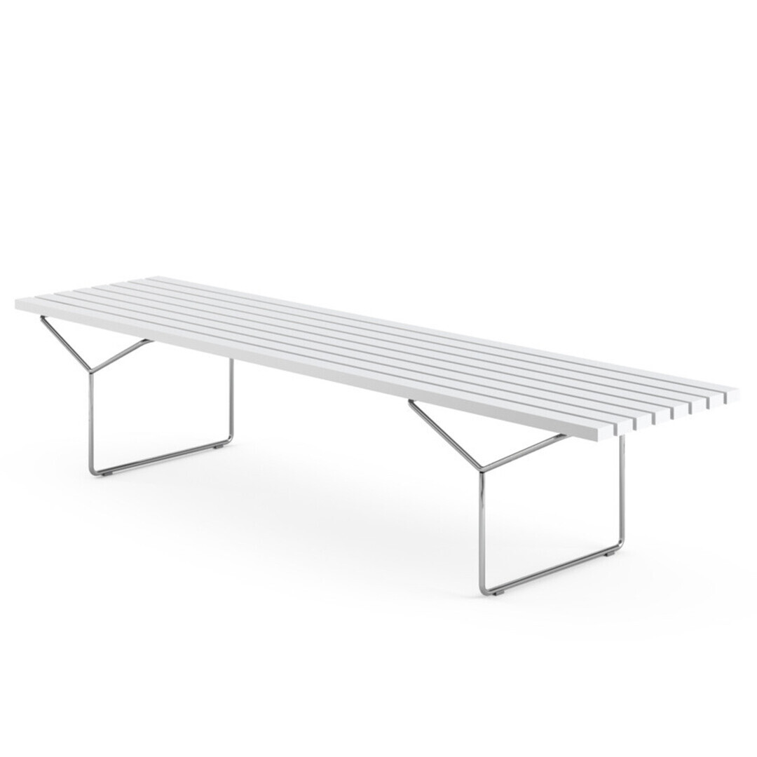 Knoll International Bertoia Bench von 'Knoll' Weiss, Chrom