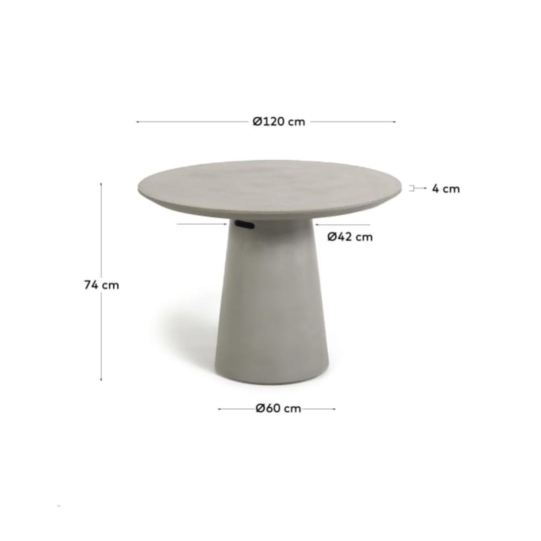 Itai Gartentisch Rund Zement Ø 120 cm Dimension