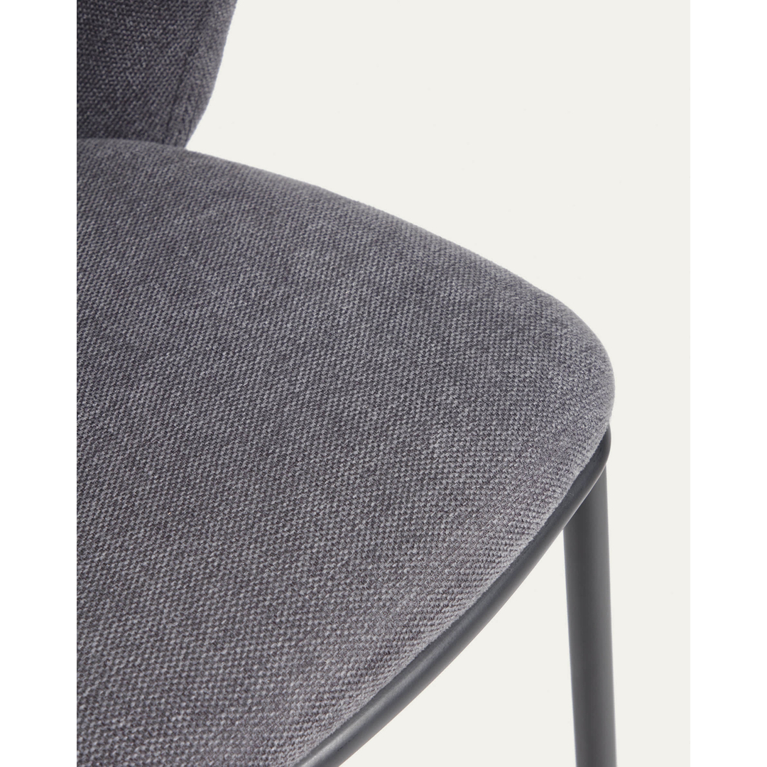 Kave Home Ciselia Barhocker Chenille 2Er Set - Preis Pro Stuhl Gray