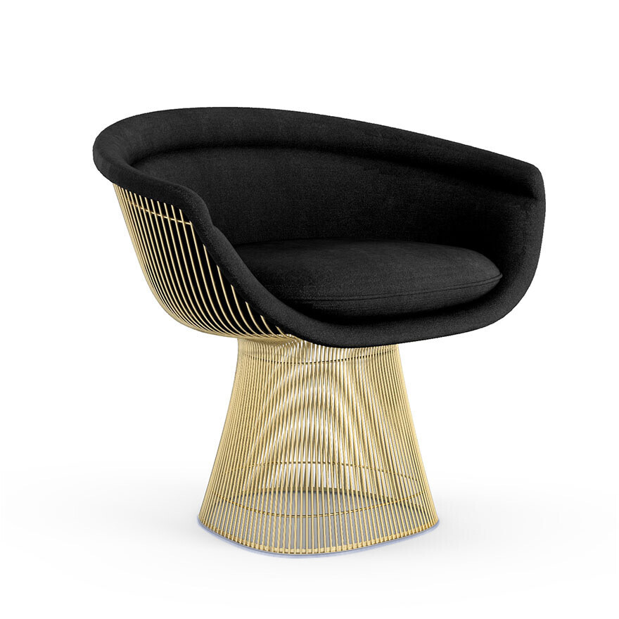 Knoll International Gold Lounge Chair 'Platner' Von Knoll International  Circa Black