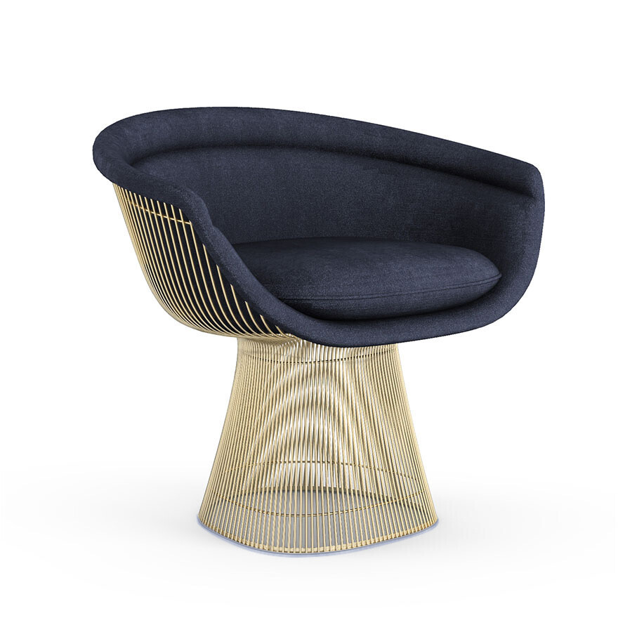 Knoll International Gold Lounge Chair 'Platner' Von Knoll International  Circa Blue