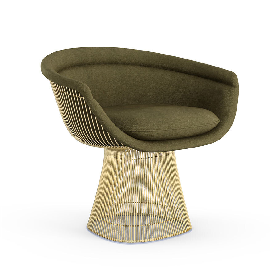 Knoll International Gold Lounge Chair 'Platner' Von Knoll International  Circa Olive