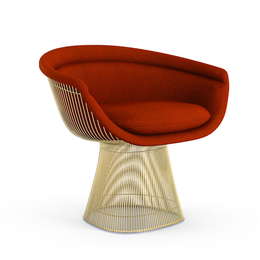 Knoll International Gold Lounge Chair 'Platner' Von Knoll International  Circa Red