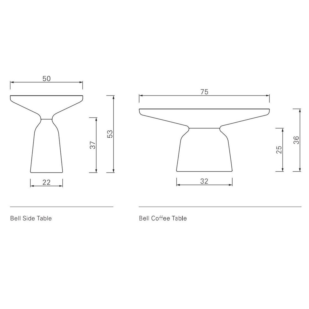 Beistelltisch mit Eingearbeitete Strohmarketerie Bell Side von ClassiCon