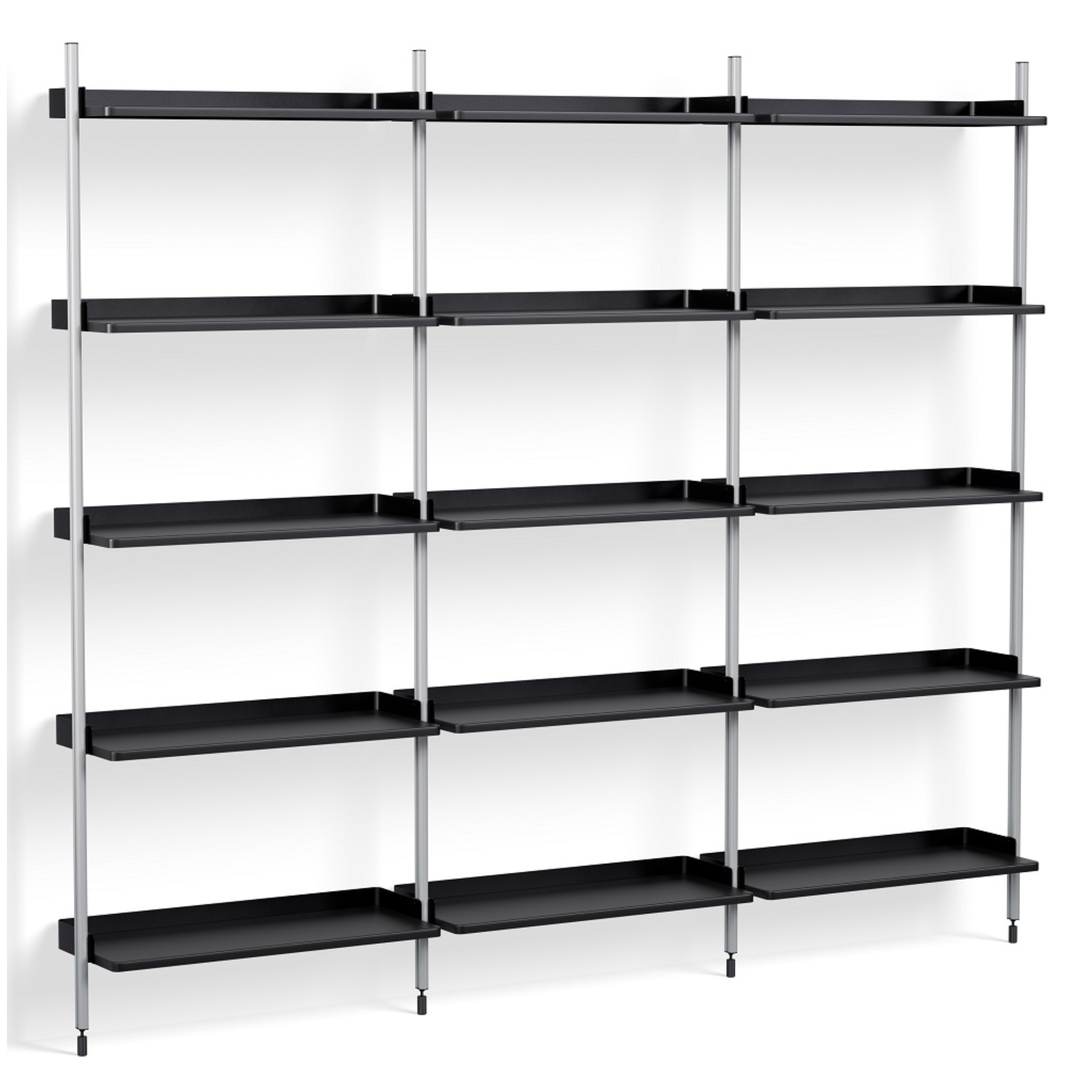 HAY Regalsystem Combination 113 - 3 Coloumn Pier von Hay Black, Clear anodized aluminium