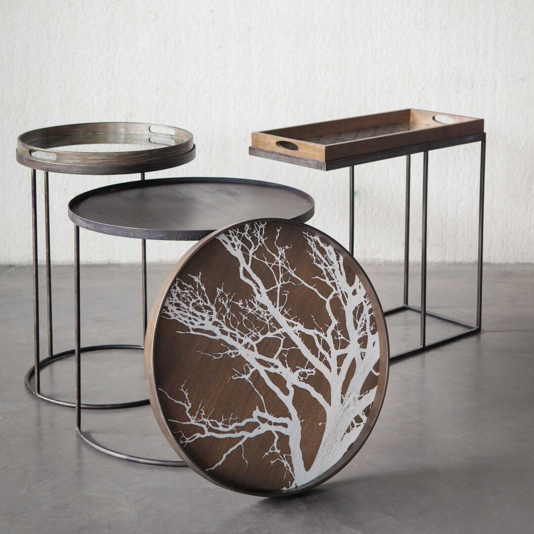 Ethnicraft Rundes Tablett Tree L von Ehtnicraft White