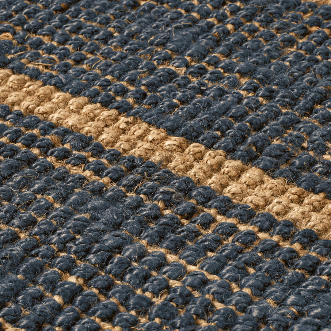 Ferm Living Teppich Athens Stripes von Ferm Living Natural / Ink Blue