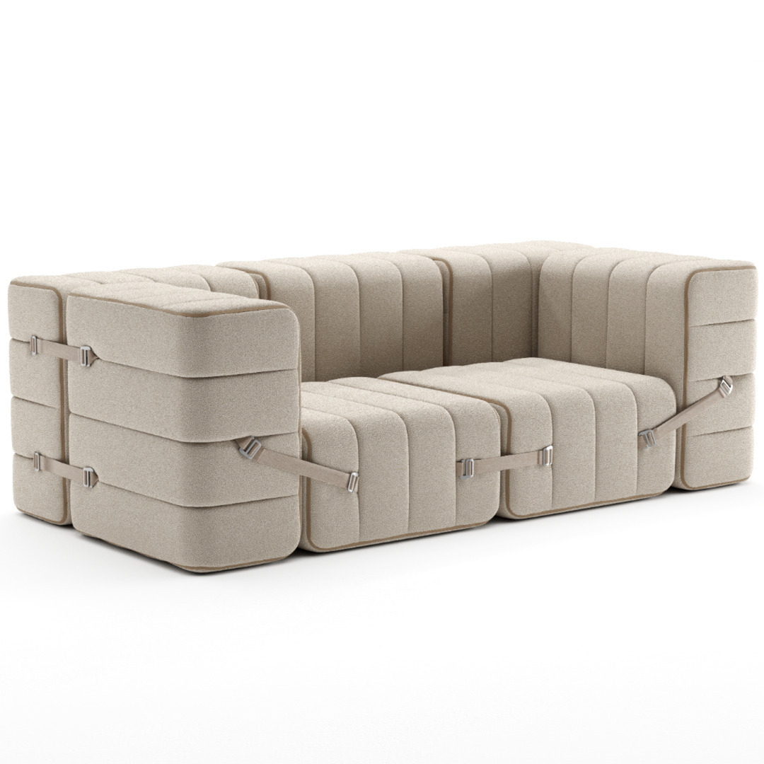 Ambivalenz Flexibler 2-Sitzer mit Armlehnen 'Curt' White Beige - Sera