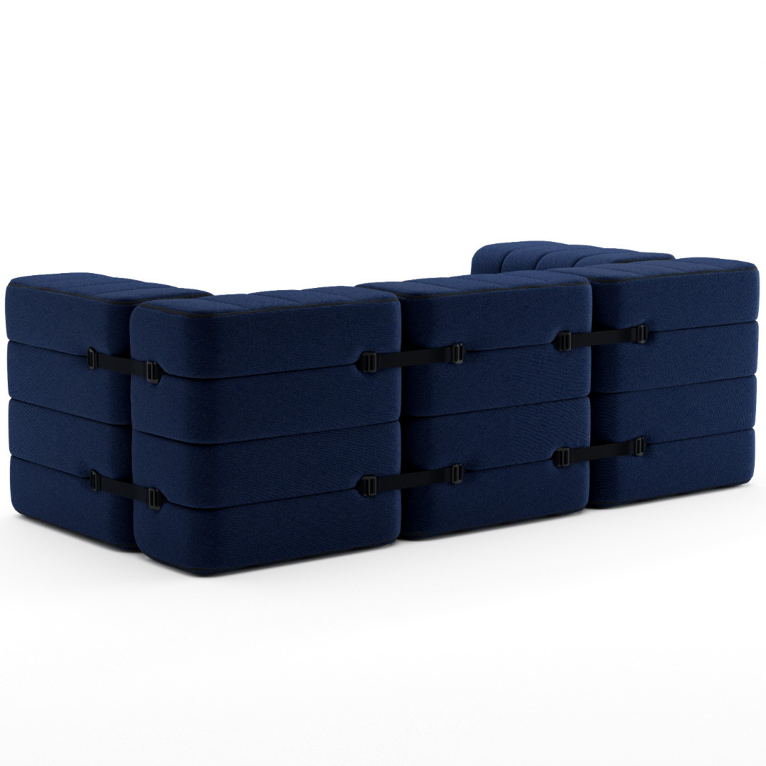 Ambivalenz Flexibler 2-Sitzer mit Armlehnen 'Curt' Dark blue - Jet 