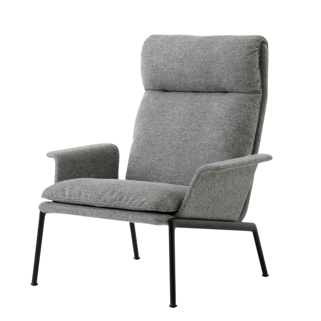 &Tradition Lounge Chair Muno LN17 Highback mit Armlehne von &Tradition Medium gray 126 - Hallingdal, Warm Black powder-coated