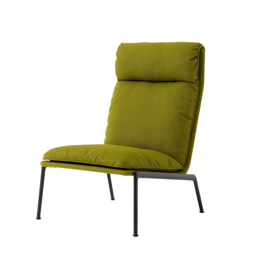 &Tradition Lounge Chair Muno LN16 Highback von &Tradition Dark olive green 956 - Vidar, Warm Black powder-coated