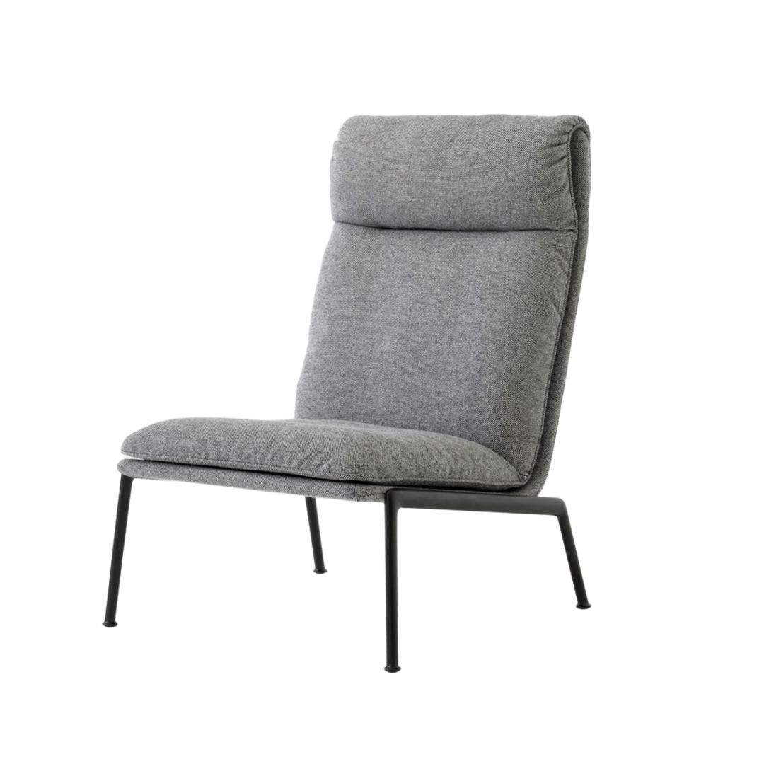 &Tradition Lounge Chair Muno LN16 Highback von &Tradition Medium gray 126 - Hallingdal, Warm Black powder-coated