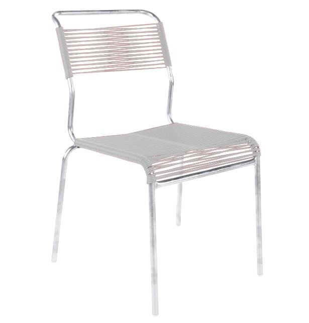 Schaffner Spaghettistuhl Säntis ohne Armlehne weiss, Gestell feuerverzinkt